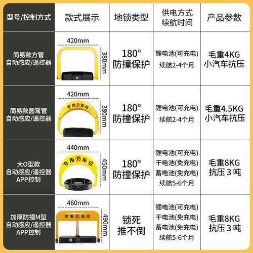 免打孔车位锁地锁三角龙门锁智能遥控停车桩防水防撞占位锁挡车器