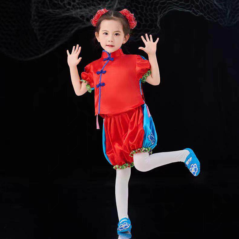 儿童元旦小福娃中国风画娃演出服幼儿春节喜庆拜年服灯笼裤舞蹈服
