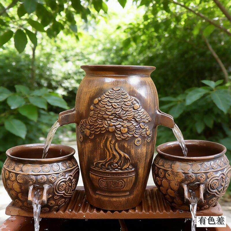生态缸流水摆件鱼缸造景庭院花园鱼池装饰品陶瓷水缸水景