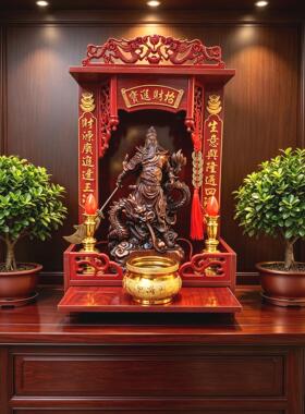 中式风格关公佛像树脂材质 武财神供台适用于客厅的关公神像佛龛