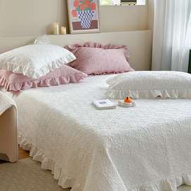 韩国高档玫瑰花双面纯棉绗缝被，床盖三件套全棉，榻榻米垫子夹棉床单