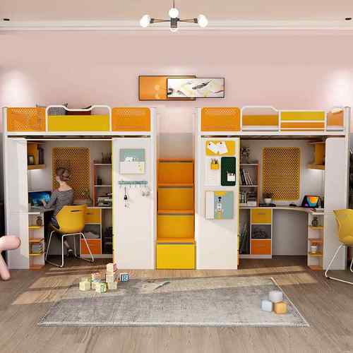 员工人大学生上床下桌组合宿舍床上下钢制双层寝室学校连体公寓床