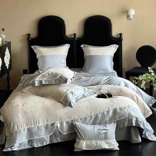 丝滑天丝棉四件套凉感刺绣拼接夏季蝴蝶结被套床单床上用品