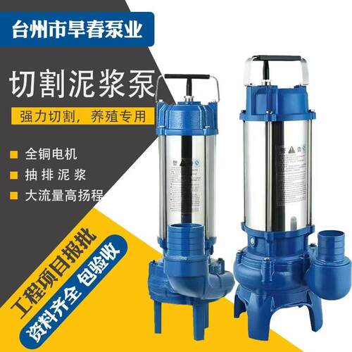 养殖抽粪泵厕所农村家用220V不锈钢泥浆泵小型大流量带浮球切割泵