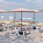 户外椅公园椅长饭餐厅铝连体桌山形公园椅塑木合金花园长椅等候休