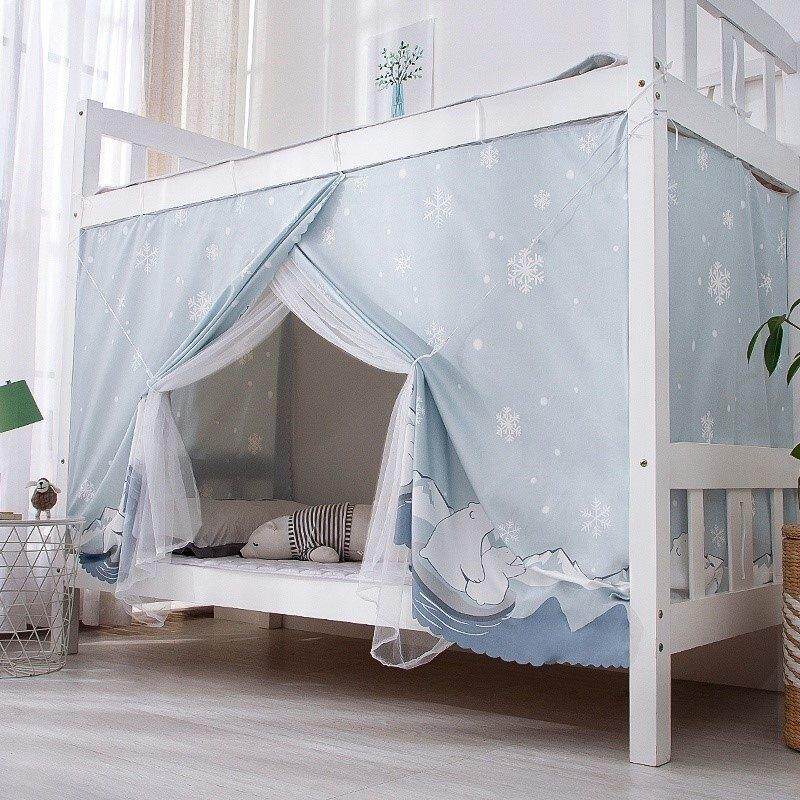 宿舍遮光窗帘全封闭蚊帐帘一体式床帘布大学生单人男女寝室遮挡帘