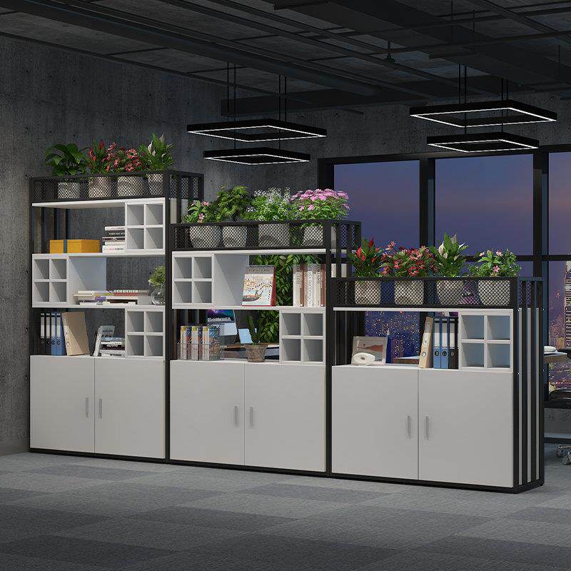 办公室隔断柜铁艺屏风装饰花槽多层组合简约双面矮柜收纳柜展示架