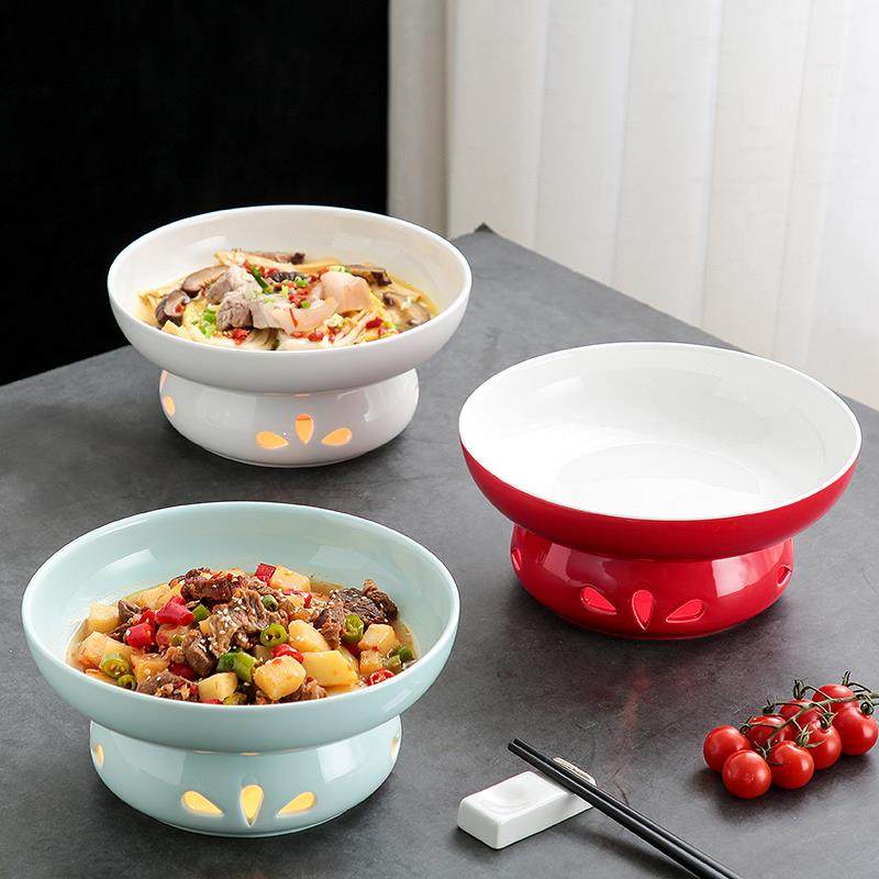 酒店商用小炒炉餐具陶瓷创意明炉干锅加热圆形炒盘子子蜡烛保温炉