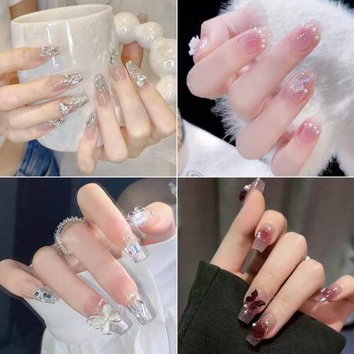 假指甲美甲长款穿戴甲指甲贴美甲贴甲片成品ins风穿戴式美甲贴片