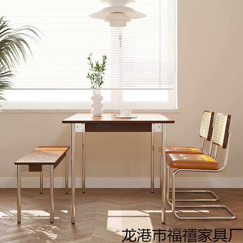 实木餐桌复古小户型北欧日式餐桌椅子组合家用长方形桌子原木家具