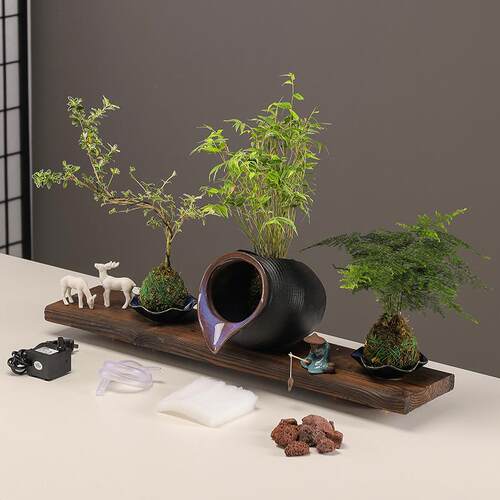 生态缸古法养鱼开口陶瓷罐流水摆件循环过滤庭院造景diy组合套装
