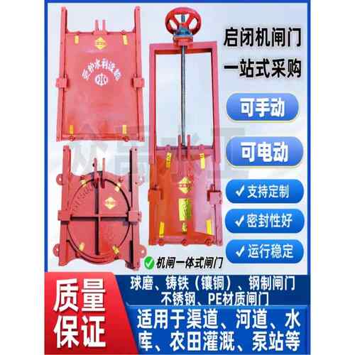 铸铁闸门启闭机一体式平板双向镶铜渠道农田节制闸水库排水渠泄洪