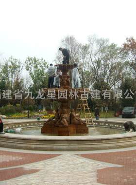 石泉风水球石户雕外大型庭院别墅喷黄锈石欧式头室外景观流水SD-6
