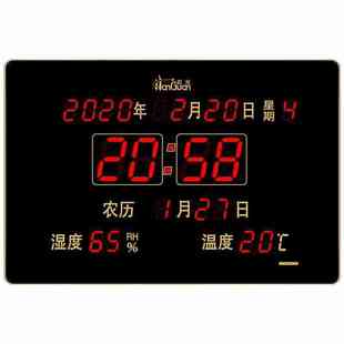 LED数码 2024年新款 万年历静音电子时钟挂墙客厅家用大型钟表3958