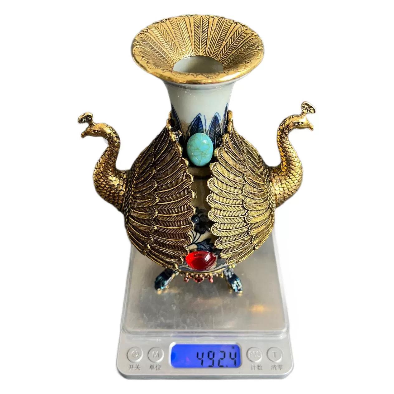 花景德镇仿古雕刻制手颜FXD色釉人物陶瓷瓶家居回铜绘流