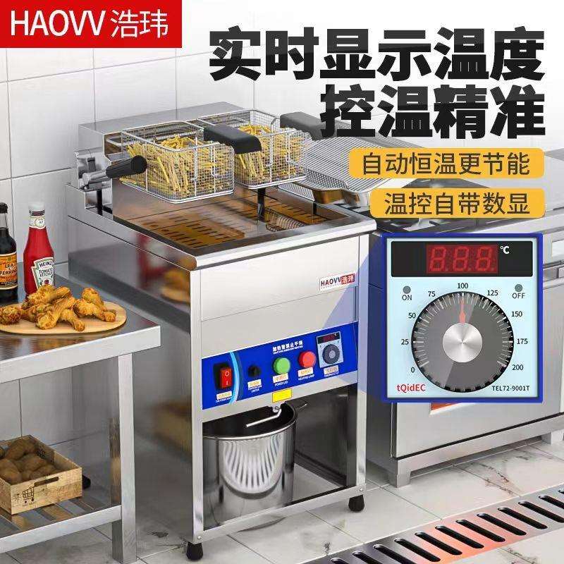 商用电热大容量立式油炸锅炸鸡排机器双缸恒温油条机炸串机电炸炉