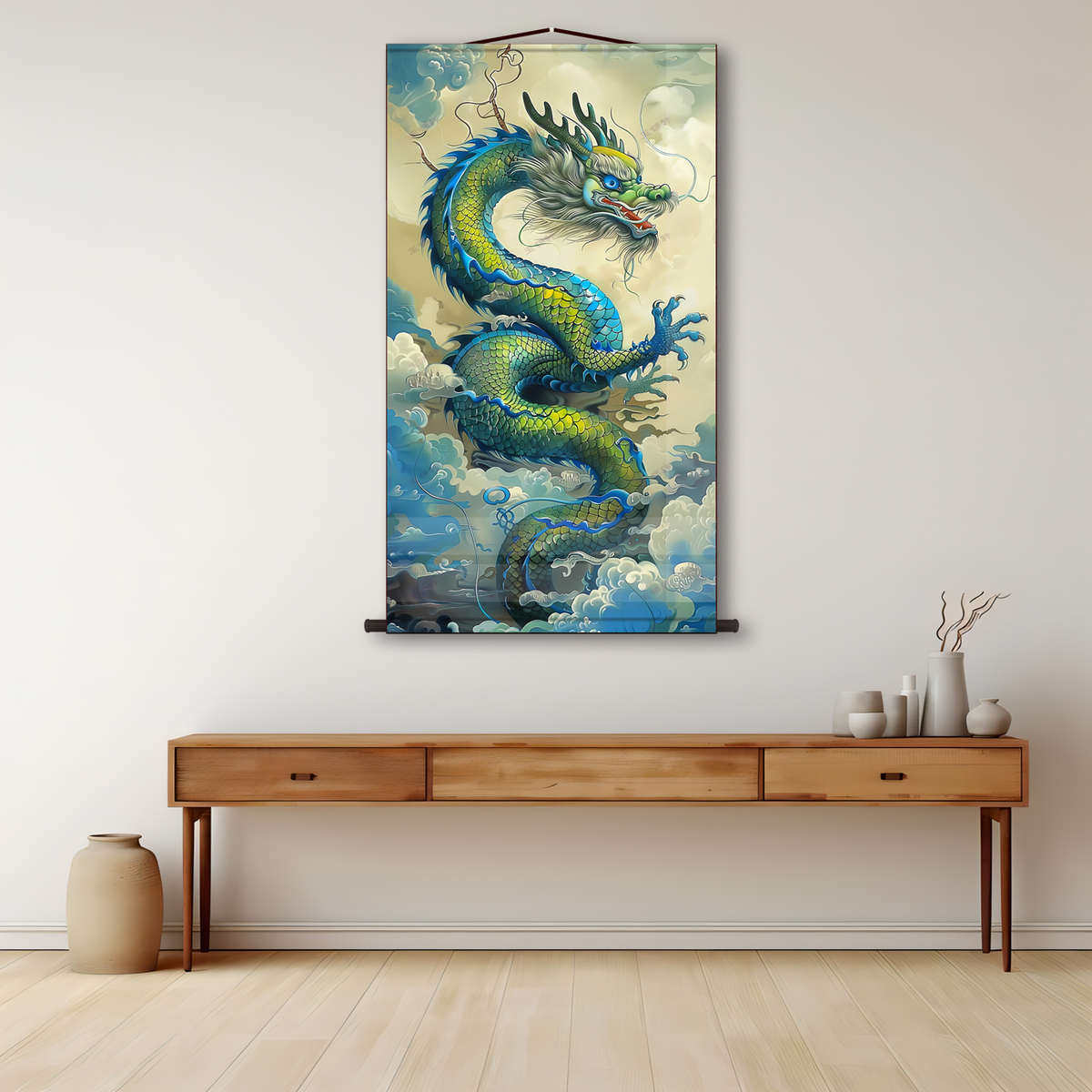 青龙献瑞画像祥龙云海挂画供奉装饰画玄关书房背景墙卷轴丝绸挂画,家居饰品,国画,淘宝优惠券,粉丝福利购,淘宝优惠卷