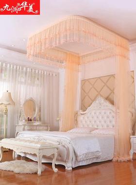 型.u拉绳幕公主蚊帐米双人床8导轨.风521婚庆gz6m拉天花加厚加密1