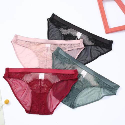 Lace hollow underwear for women and girls, mid waist, mid