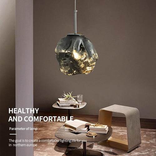 床头吊灯卧室熔岩玻线628璃冰块道玄关吧台灯设吊过计感创意走廊