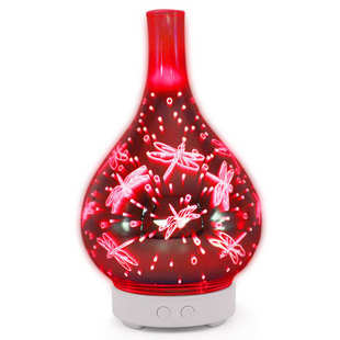 家用3D迷你小电器香薰机夜灯加湿器 外贸玻璃七彩花瓶加湿器 香薰
