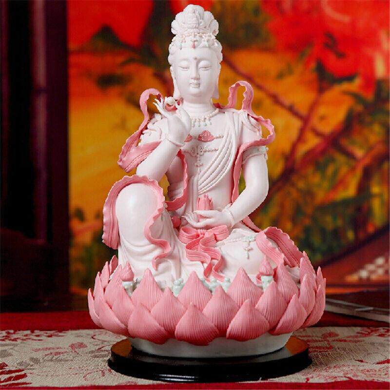 景德镇陶瓷家居室内摆件工艺品招财家俱摆件自在观音佛像全莲观音