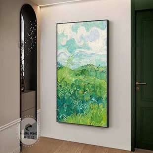 莫奈梵高名画玄关装饰画现代简约竖版过道走廊挂画印象派日出睡莲