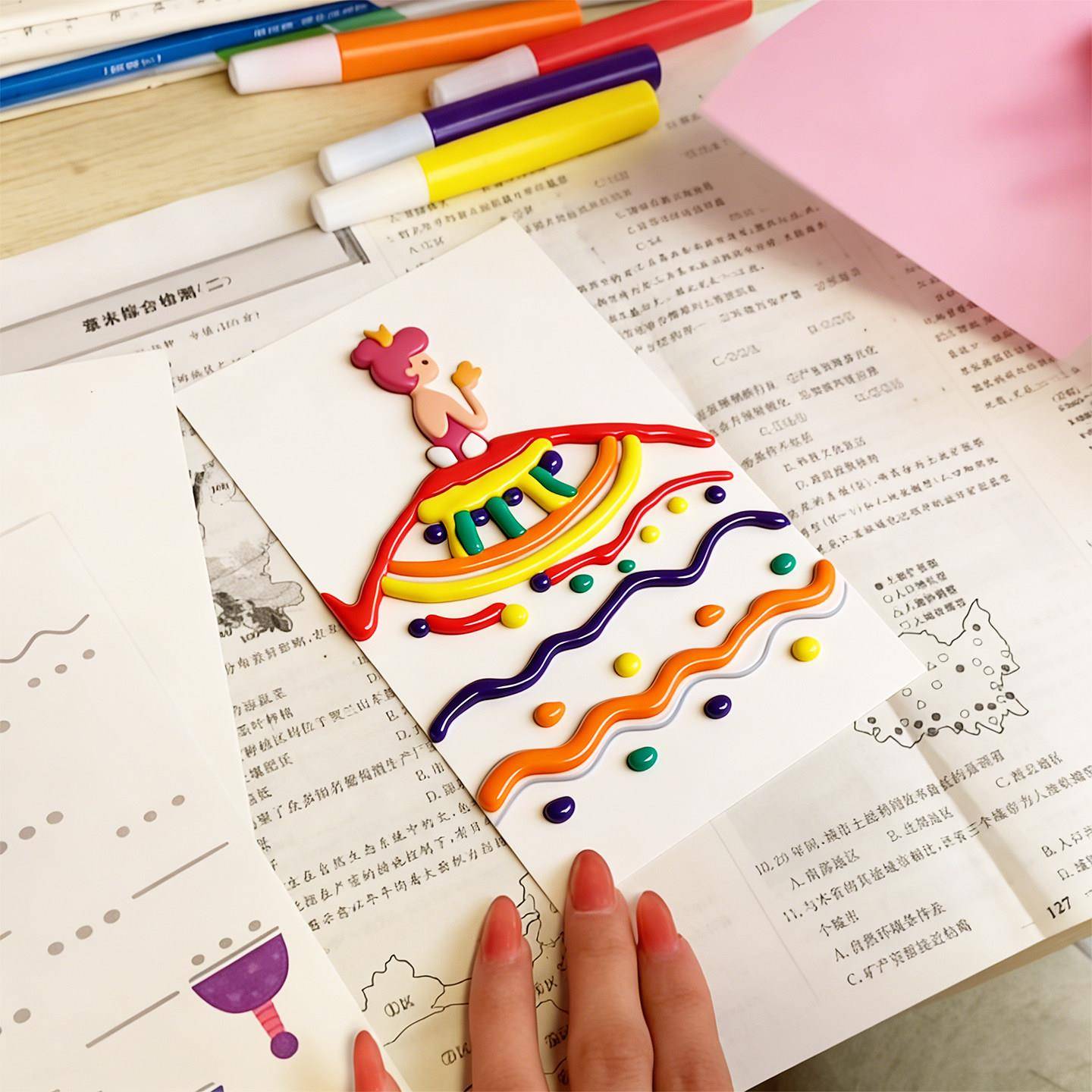 彩虹刮画水彩刮刮画创意手工diy儿童趣味书签手绘刮画纸全套材料