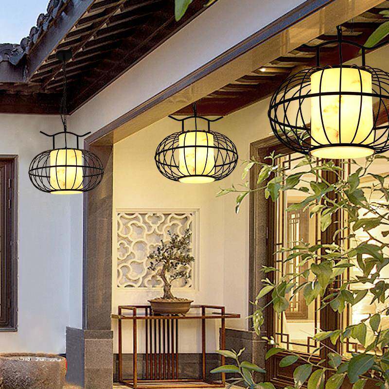 新中式仿古宫灯吊灯 户外防水庭院凉亭屋簷廊灯 IP55防护等级 鸟