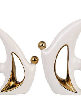 吹泡泡鱼轻奢陶瓷装饰品现代简约客厅玄关酒柜电视柜摆件批发