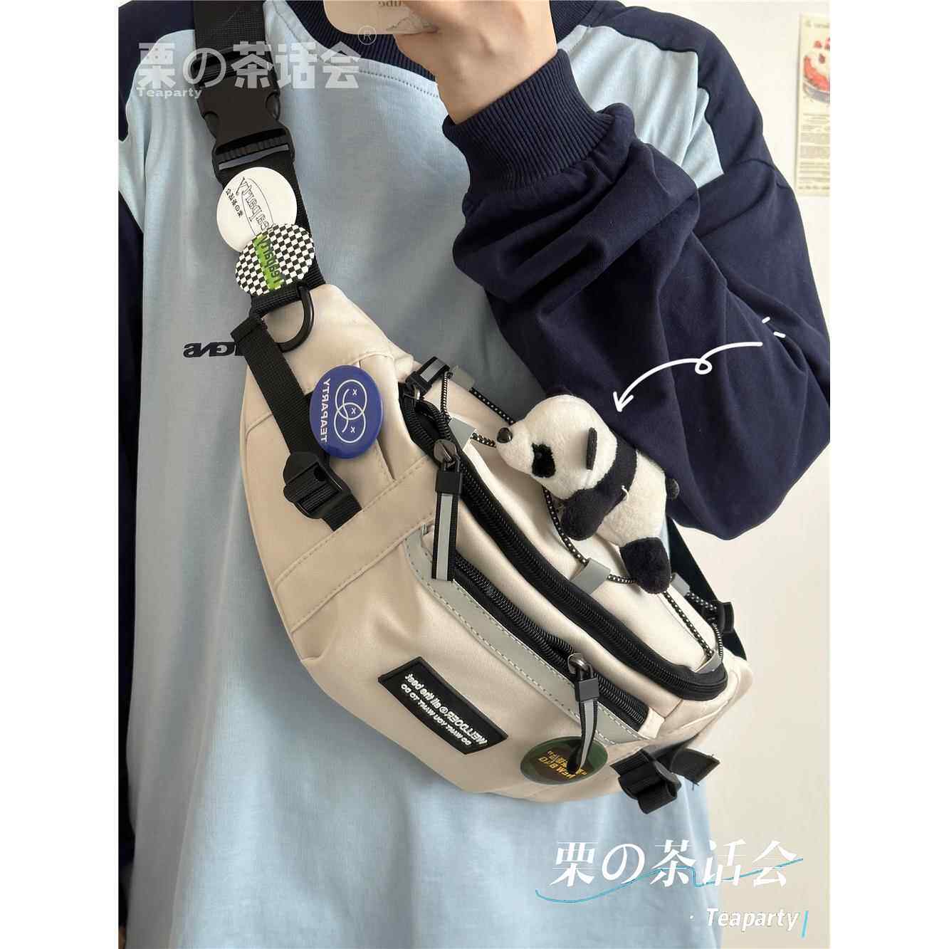 ins风潮牌港风胸包男工装潮流街拍休闲 斜揹包 日系骑行运动腰包