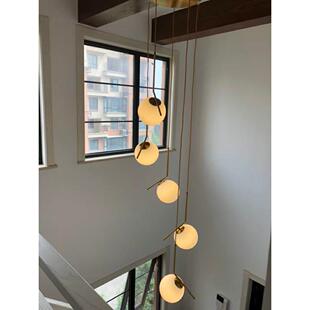 复式 240空魔豆 旋楼吊灯楼梯间现代简公寓旋转lo极ft跃层中长110V