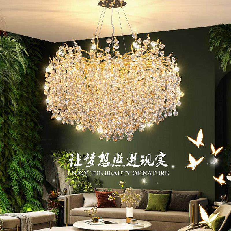豪华别墅水晶吊灯树枝饭厅简美奢华高档客厅客厅灯法式大厅水晶灯