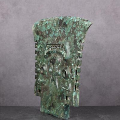 铜祥德古青铜器商代亚丑钺青铜钺人面钺铜钺做旧山东省博物馆藏