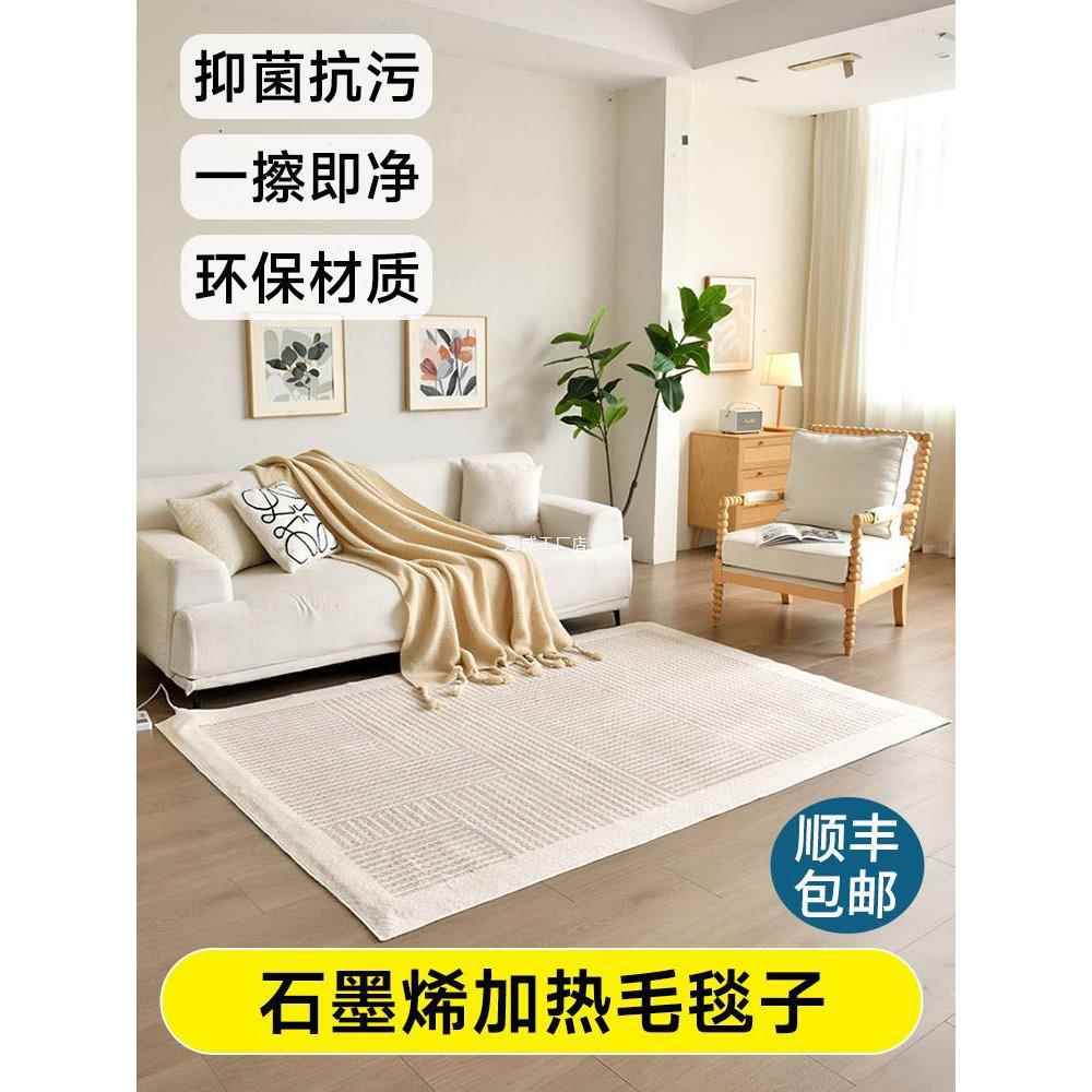 家用客厅碳晶石墨烯发热电热地毯加热地垫发热地毯地暖垫可拆机洗