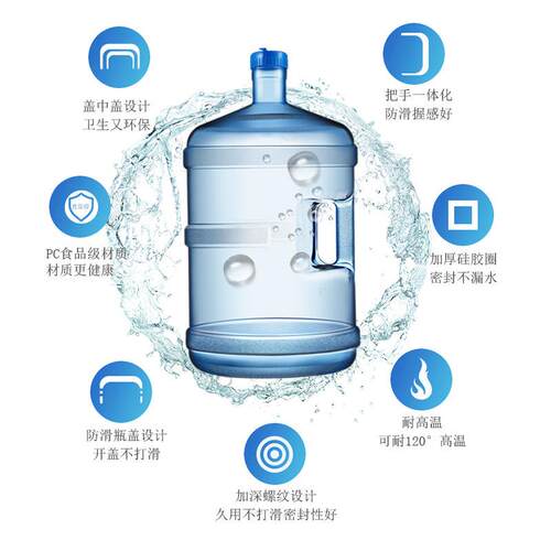 新款直销 pc5L纯净矿泉水桶塑料手提桶装水小型家用5升饮水机桶
