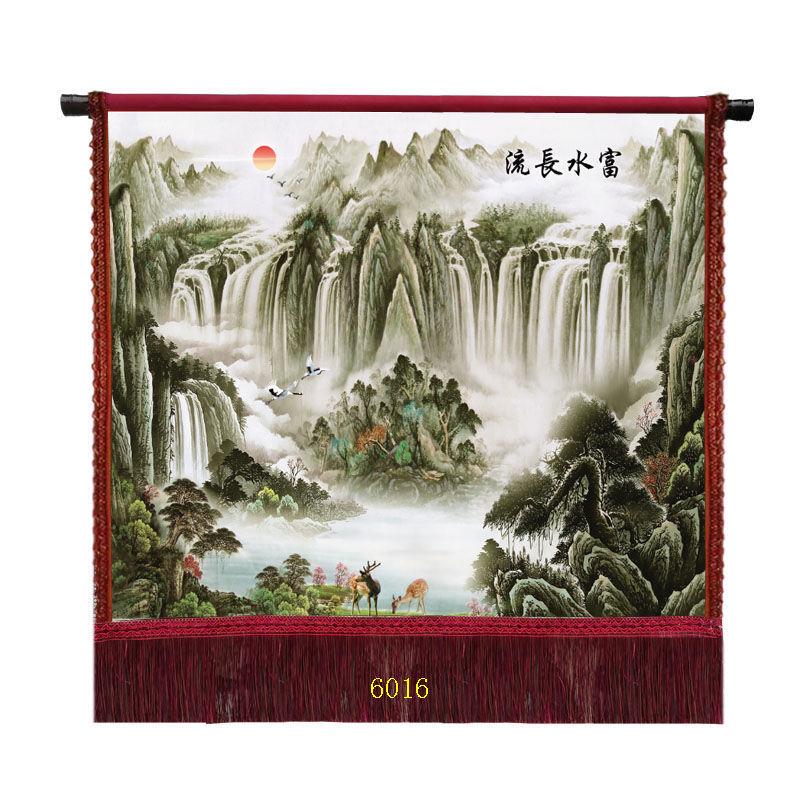油画布横版风景田园带穗 印刷  山水画 装饰画客厅沙发背景墙挂画