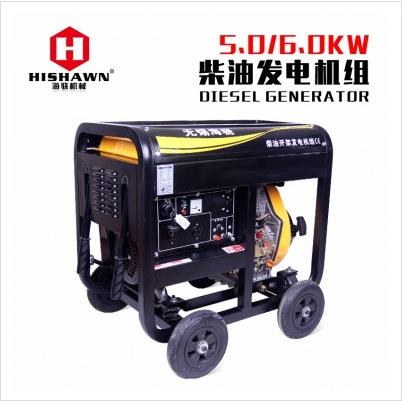 6KW单相电启动小型家用低噪音柴油发电机220v 四冲程风冷纯铜电机