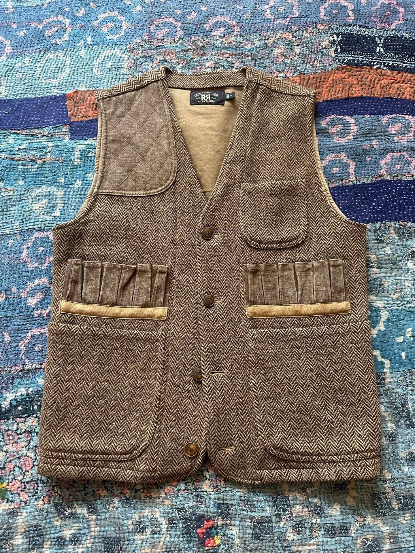 RRL Brown Herringbone Hunting Vest
