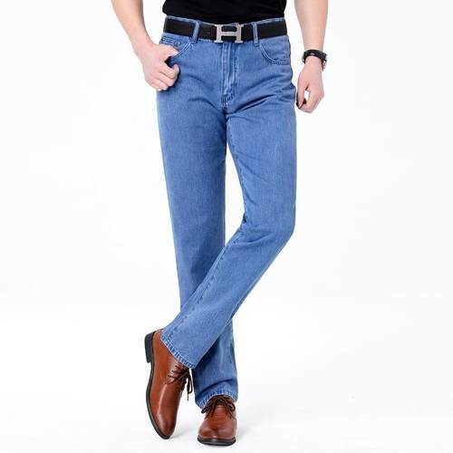 2松024闲牛仔裤春秋薄款休中青年大517-ZZ码男士中腰直筒宽牛仔裤