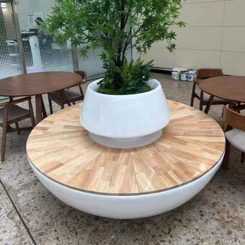 玻璃钢圆形树池坐凳创意休闲座椅商场户外大型圆弧美陈异形花盆凳