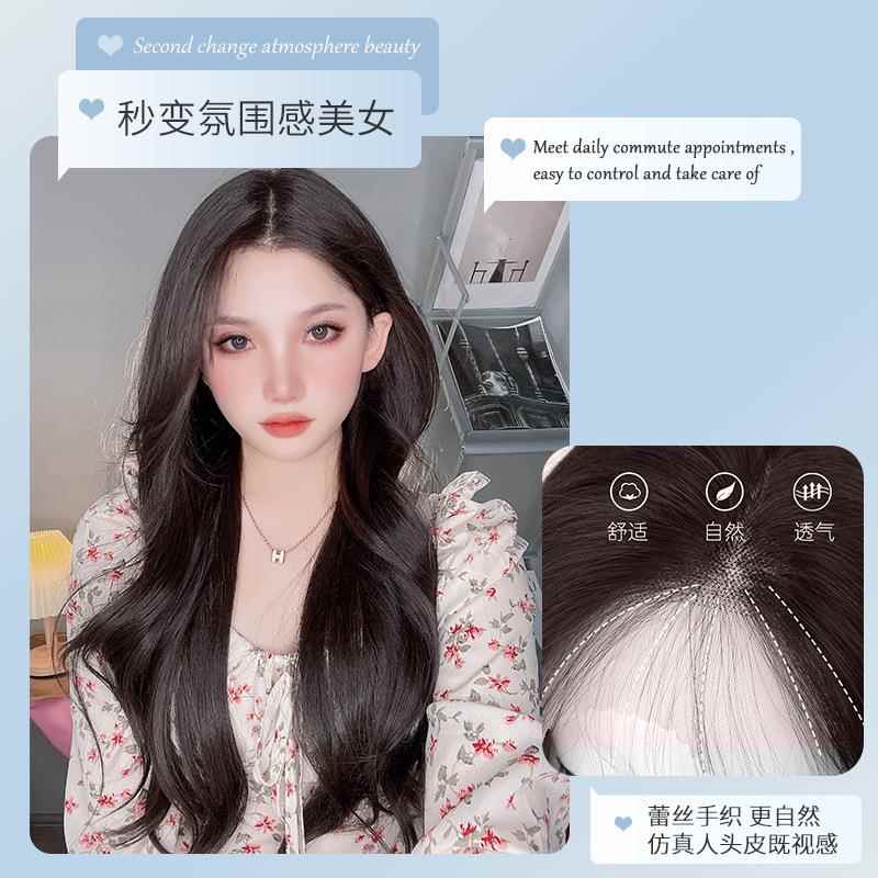 新款直销跨境前蕾丝中分长发全头套式假发女大波浪长卷发型微卷整