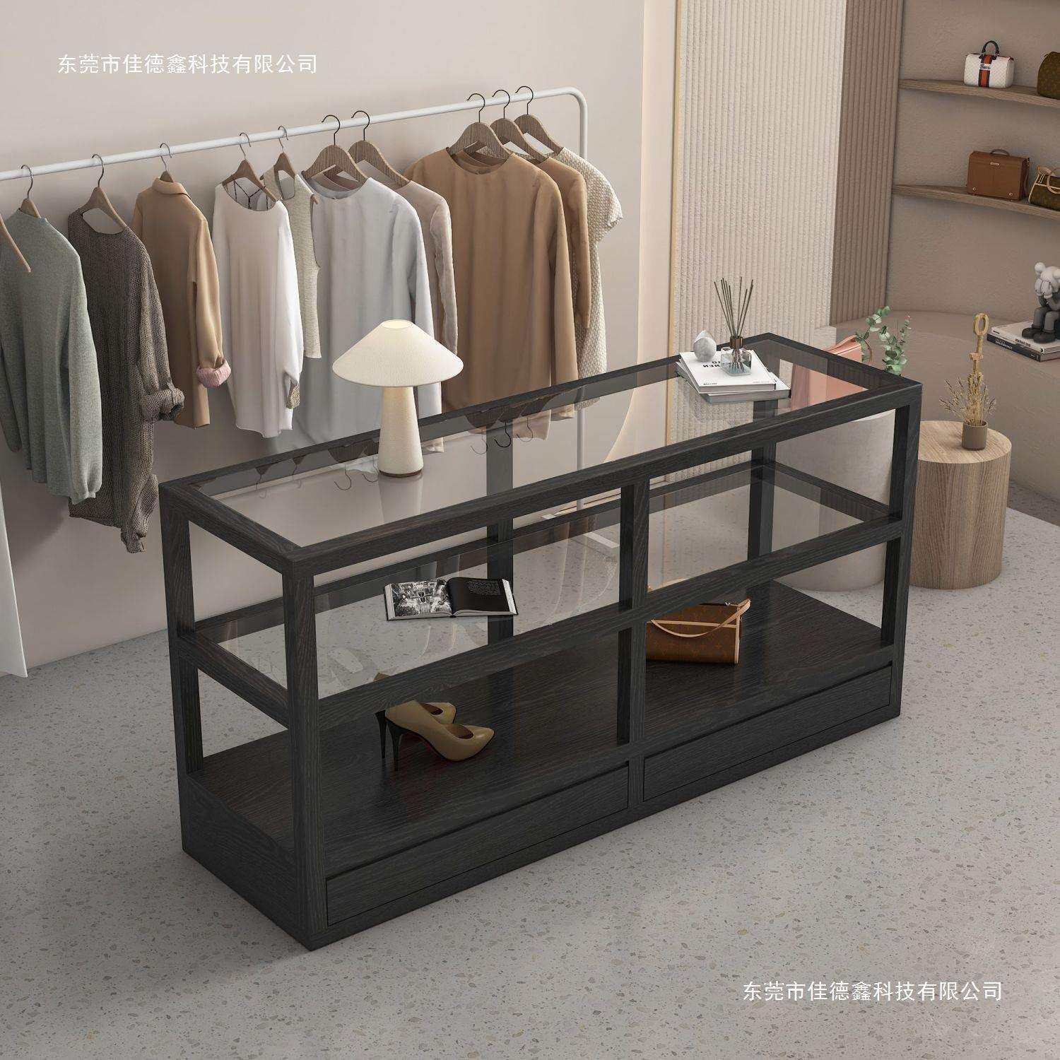 服装店中岛玻璃流水展示台女装展示柜珠宝饰品玉器柜台商场陈列柜