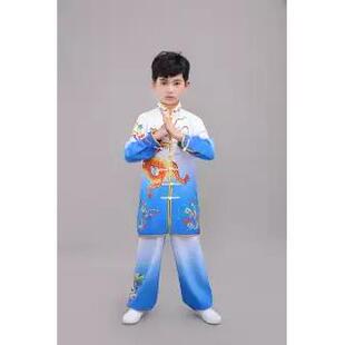 高档儿童武术服练功服中国袖风功夫比服赛服彩长太极服出武术操演