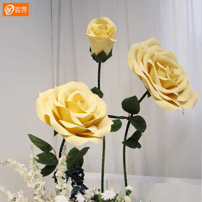 婚庆道具巨大型手工纸艺玫瑰花EVA仿真商场橱窗美陈装饰场景布置