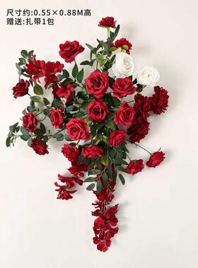 仿真花订婚路盆花点装饰花花引布置排婚地花绢背景结婚挂花花礼堂
