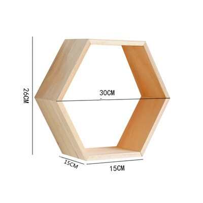 北欧新款简约背景装饰木质客厅卧室墙上 六角置物架收纳架壁挂
