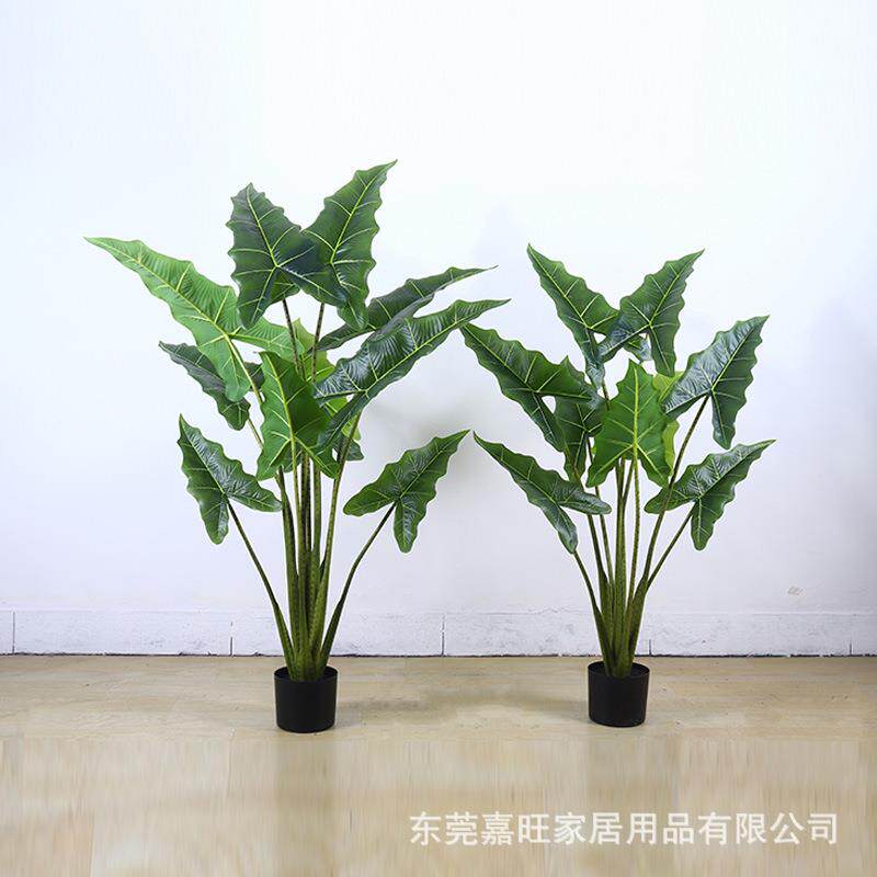 绿植萨利安海芋盆栽假树室内客厅仿真植物造景观装饰摆件真