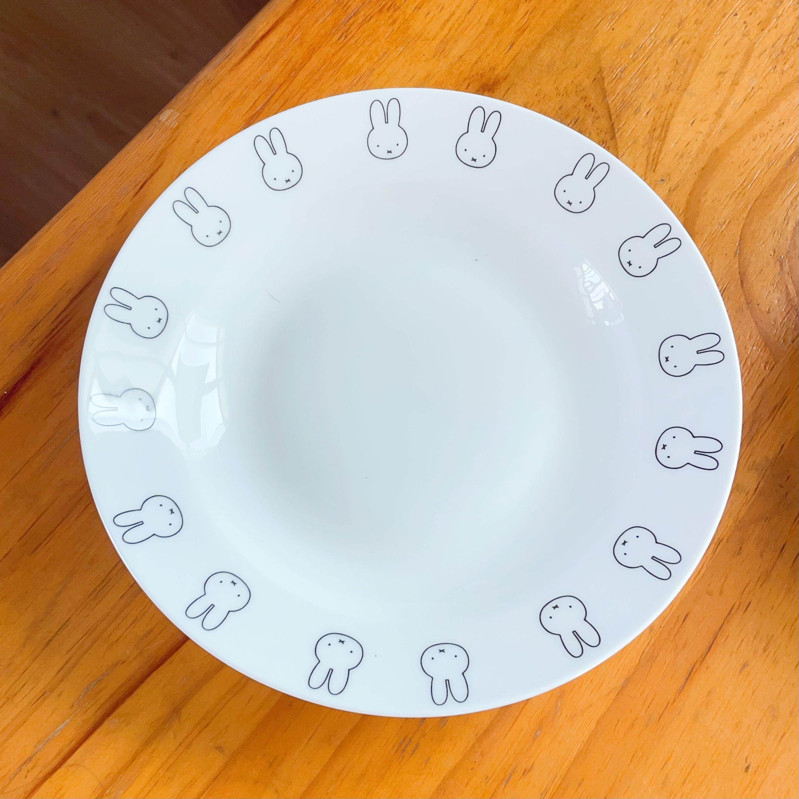 日式卡通miffy兔子餐具套装简约线条陶瓷盘家用餐盘平盘深盘菜盘