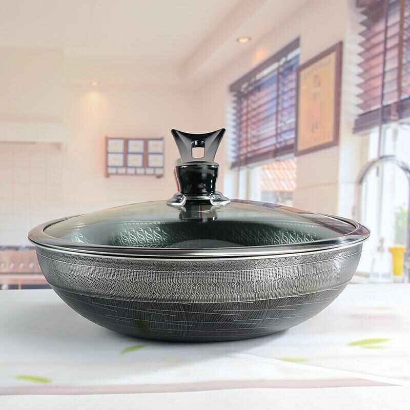 316无炒锅蜂窝超涂层不锈钢食品级不粘锅炒锅家用双面康尼菲纯深